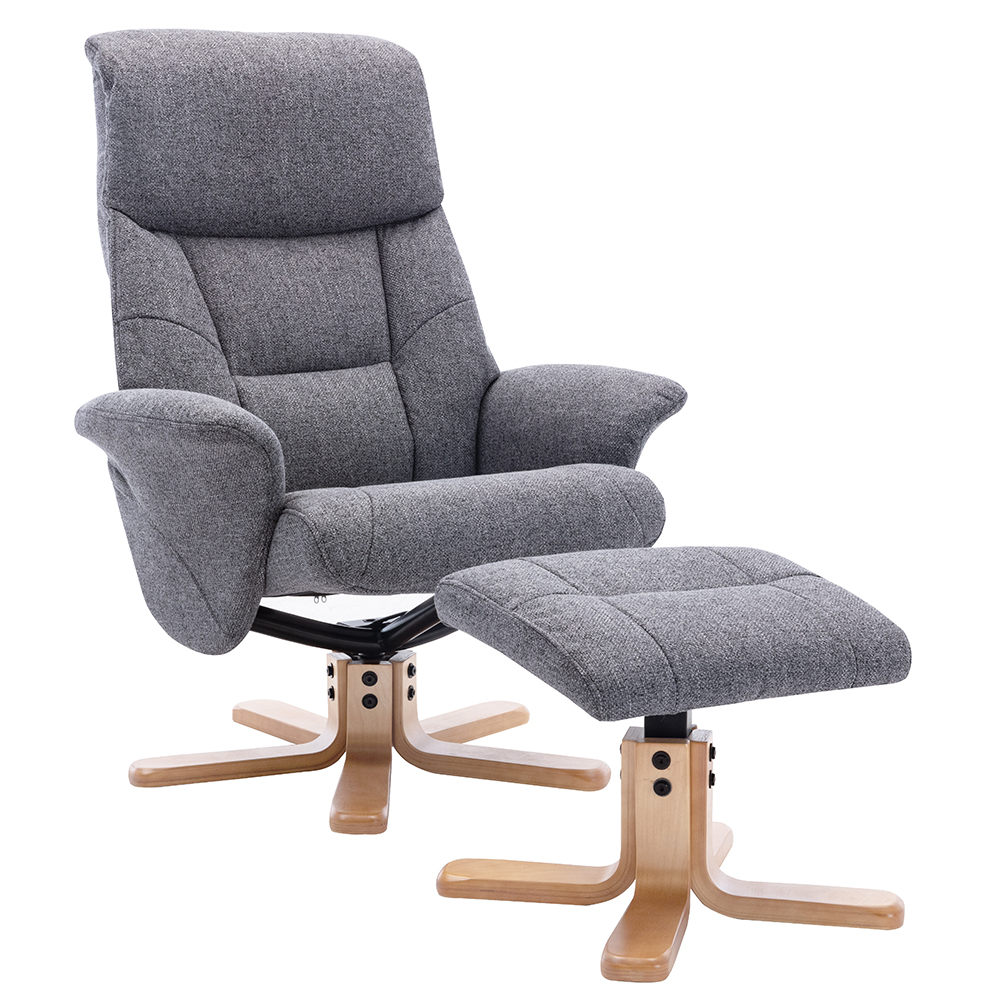 Maida Fabric Recliner Chair With Stool In Slate