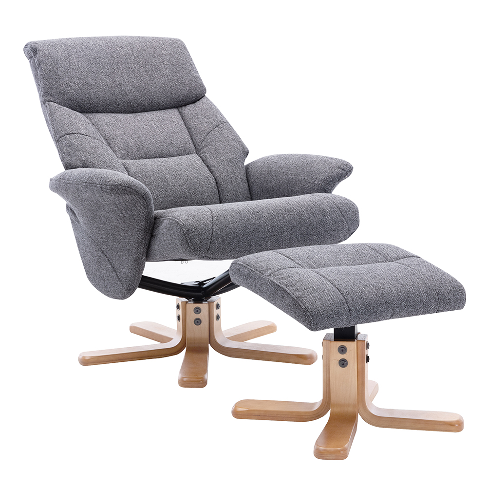 Maida Fabric Recliner Chair With Stool In Slate