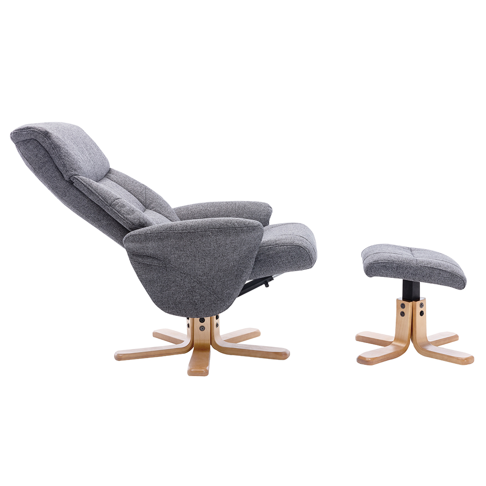 Maida Fabric Recliner Chair With Stool In Slate
