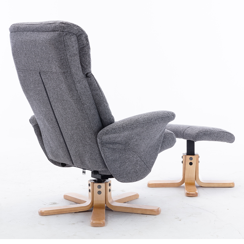 Maida Fabric Recliner Chair With Stool In Slate