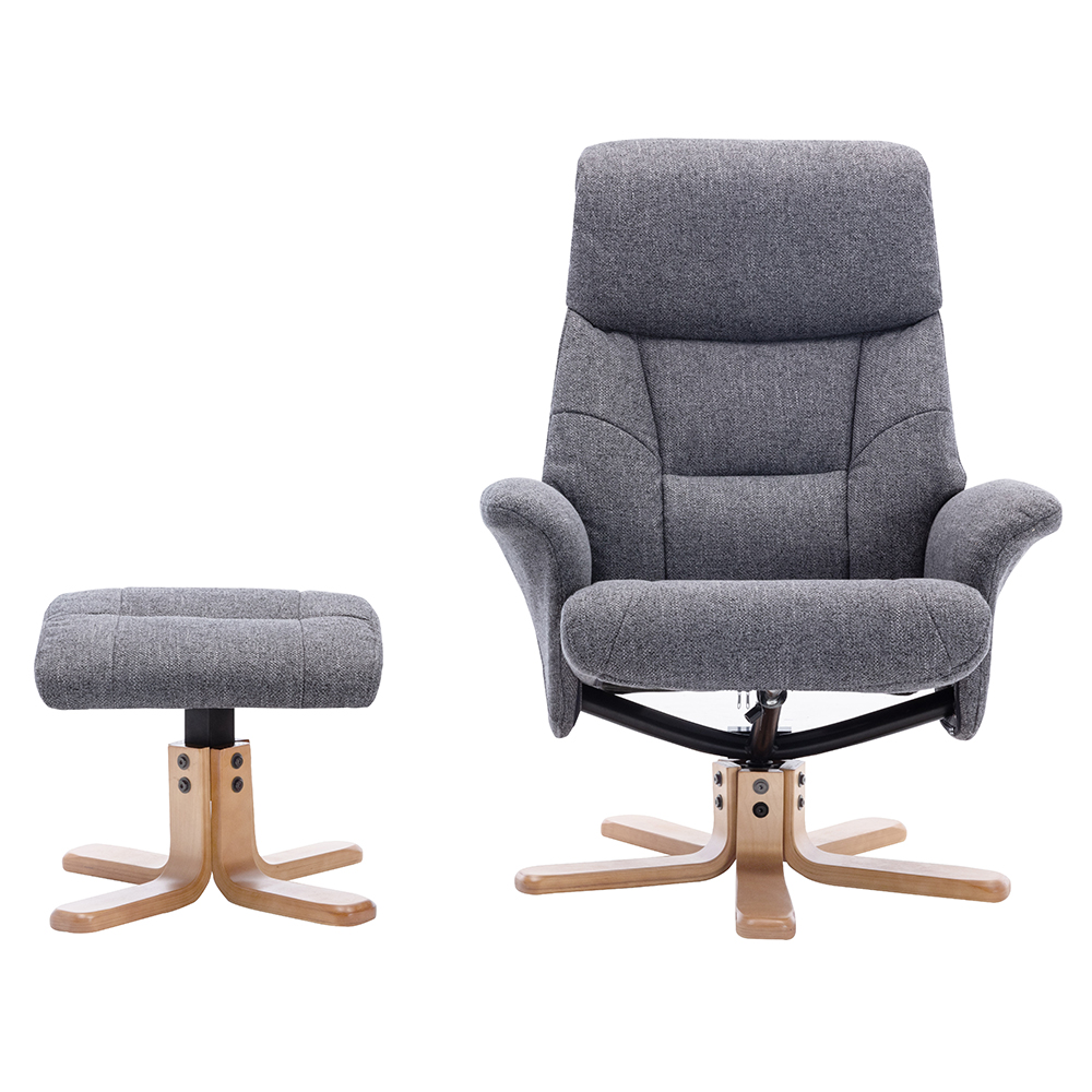 Maida Fabric Recliner Chair With Stool In Slate