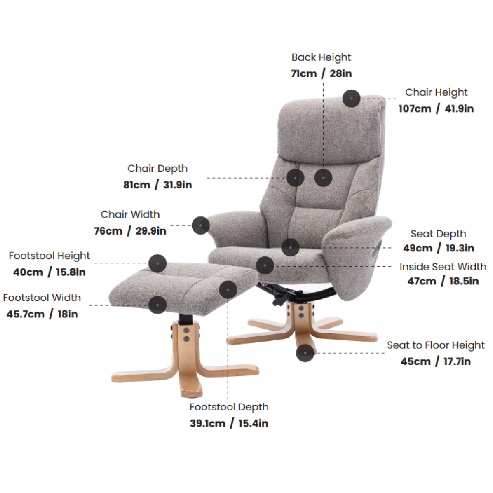 Maida Leather Recliner Chair With Footstool In Cafe Latte