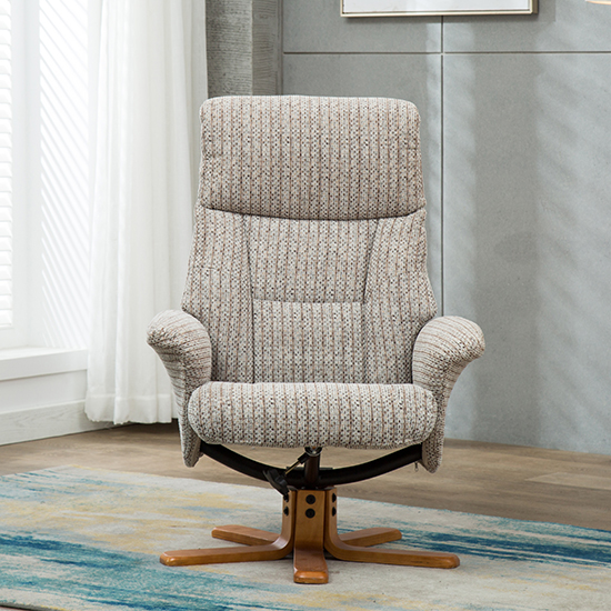 Maida Fabric Swivel Recliner Chair And Footstool In Wheat Furniture in Fashion