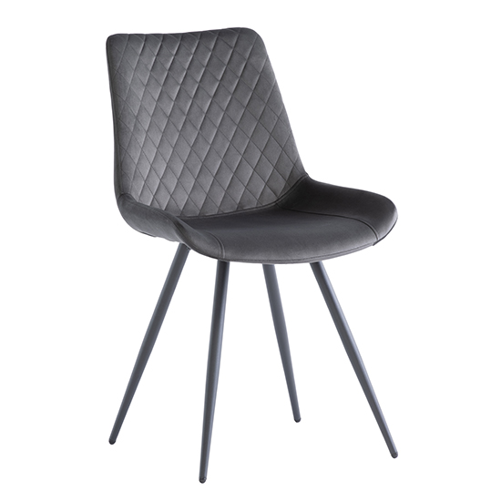 Maija Graphite Velvet Dining Chairs With Black Legs In Pair_2