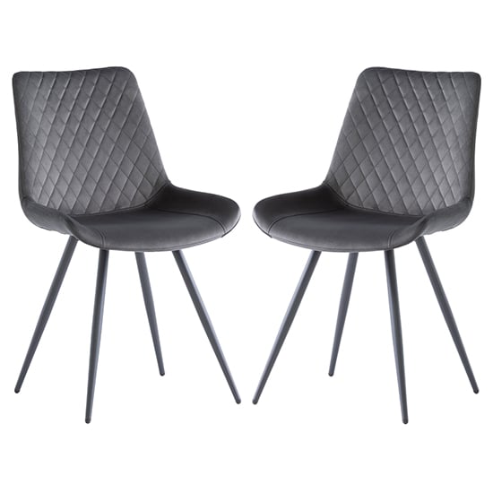 Maija Graphite Velvet Dining Chairs With Black Legs In Pair_1