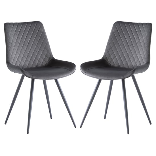 Photo of Maija graphite velvet dining chairs with black legs in pair