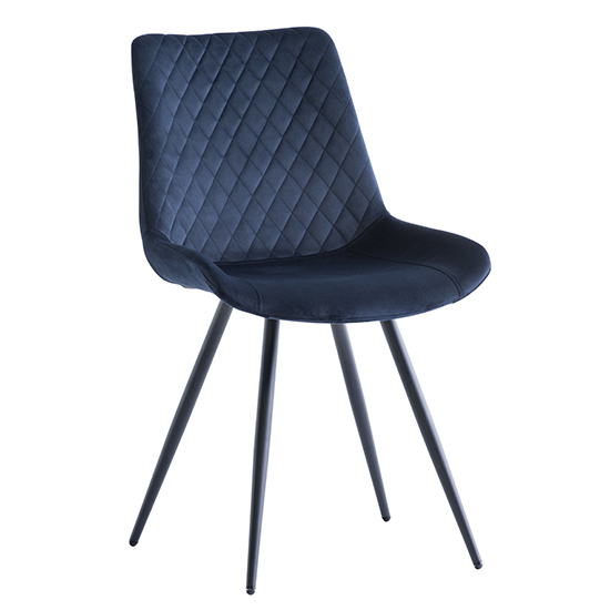 Photo of Maija velvet dining chair in deep blue with black legs