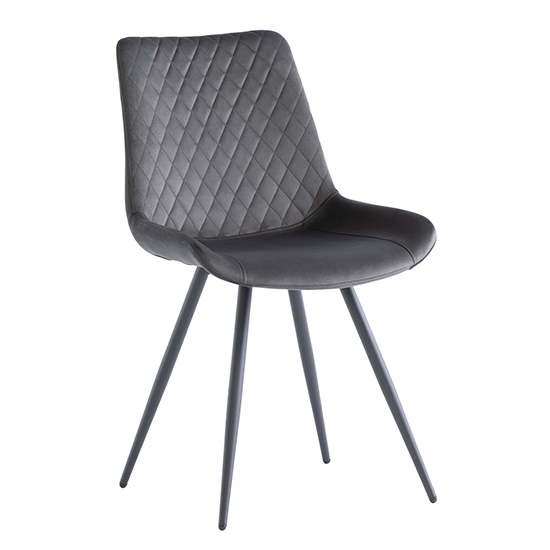 Product photograph of Maija Velvet Dining Chair In Graphite With Black Legs from Furniture in Fashion