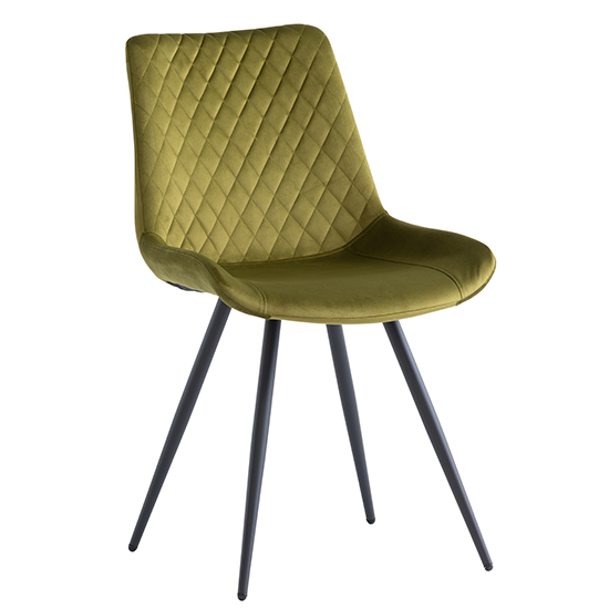 Product photograph of Maija Velvet Dining Chair In Olive With Black Legs from Furniture in Fashion