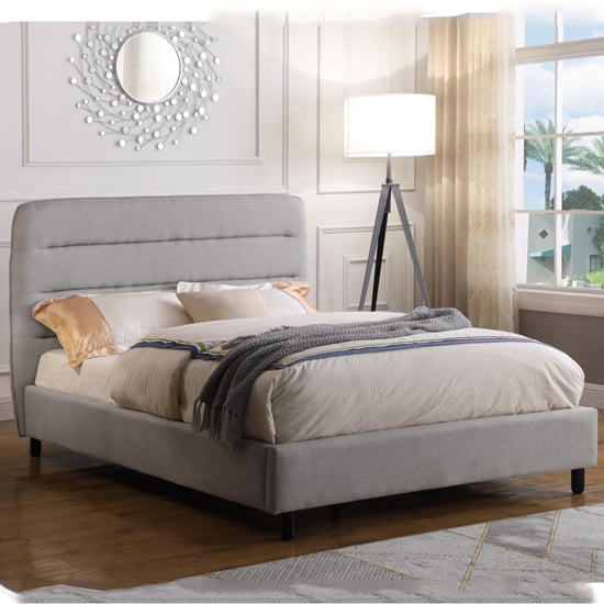 Read more about Maija velvet double bed in light grey