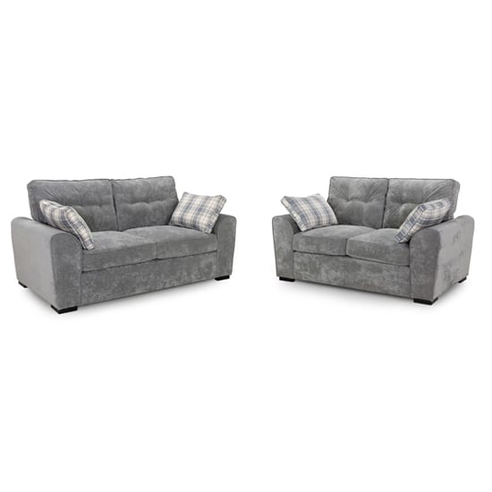 Read more about Maik plush velvet 3+2 seater sofa set in grey