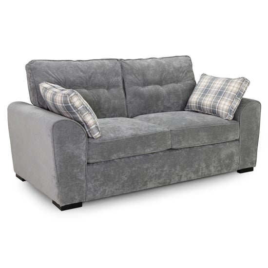 Product photograph of Maik Plush Velvet 3 Seater Sofa In Grey from Furniture in Fashion