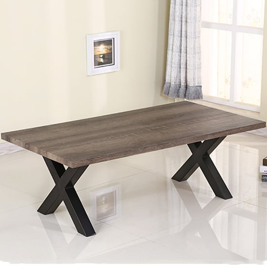 Photo of Maike wooden coffee table with black metal legs in natural