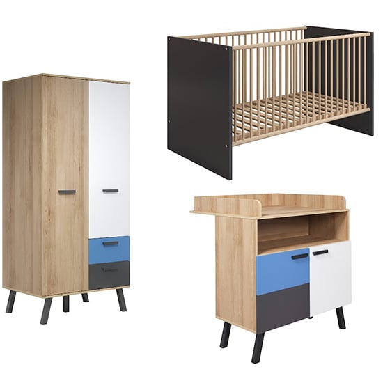 Product photograph of Maili Baby Room Furniture Set In Beech And Multicolour from Furniture in Fashion