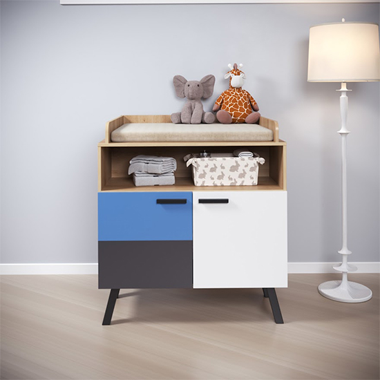 Maili Storage Cabinet Changer Top In Beech And Multicolour thumbnail