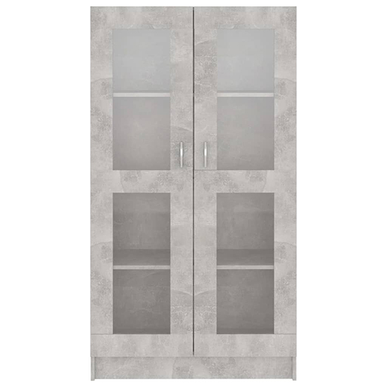 Maili Tall Wooden Display Cabinet With 2 Doors In Concrete Effect