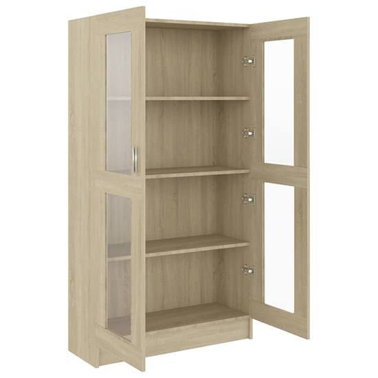 Maili Tall Wooden Display Cabinet With 2 Doors In Sonoma Oak