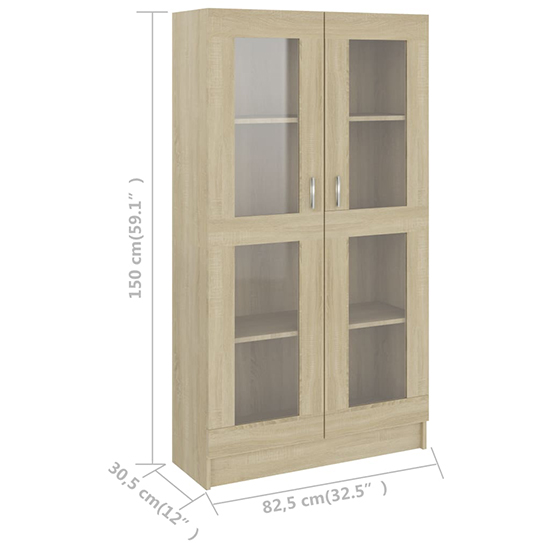 Maili Tall Wooden Display Cabinet With 2 Doors In Sonoma Oak