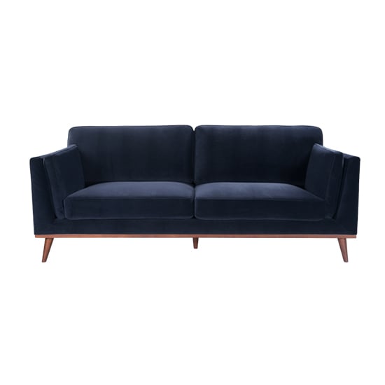 Product photograph of Maili Velvet 3 Seater Sofa In Midnight Blue from Furniture in Fashion