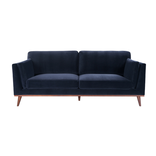 Maili Velvet 3 Seater Sofa In Midnight Blue