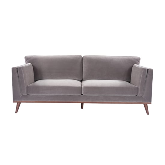 Maili Velvet 3 Seater Sofa In Stone Grey