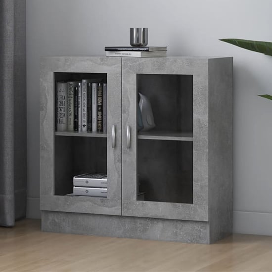 Maili Wooden Display Cabinet With 2 Doors In Concrete Effect_1