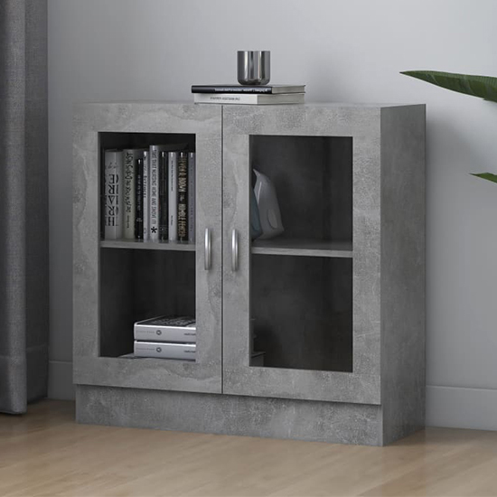 Product photograph of Maili Wooden Display Cabinet With 2 Doors In Concrete Effect from Furniture in Fashion