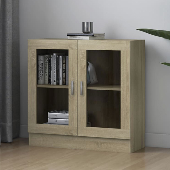 Photo of Maili wooden display cabinet with 2 doors in sonoma oak