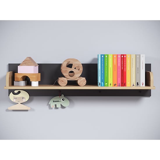 Product photograph of Maili Wooden Wall Shelf In Bianco Beech And Graphite Grey from Furniture in Fashion