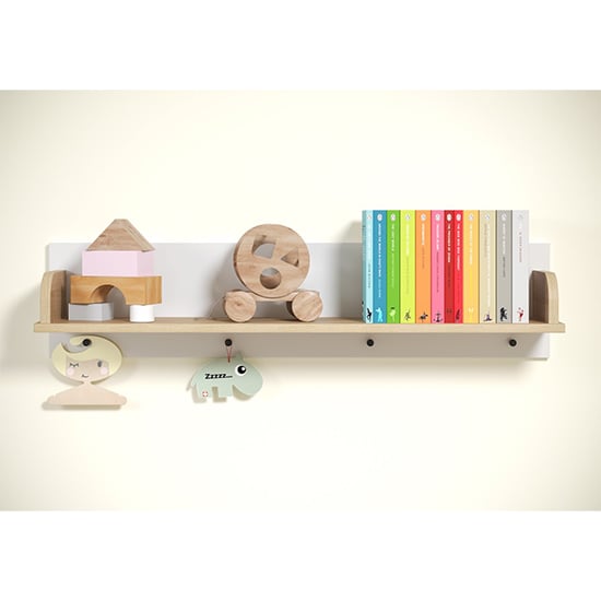Photo of Maili wooden wall shelf in bianco beech and white