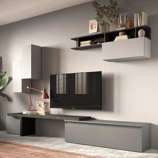 Read more about Maina wooden entertainment unit in ardesia and gesso and piombo