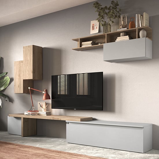 Product photograph of Maina Wooden Entertainment Unit In Cadiz And Gesso from Furniture in Fashion