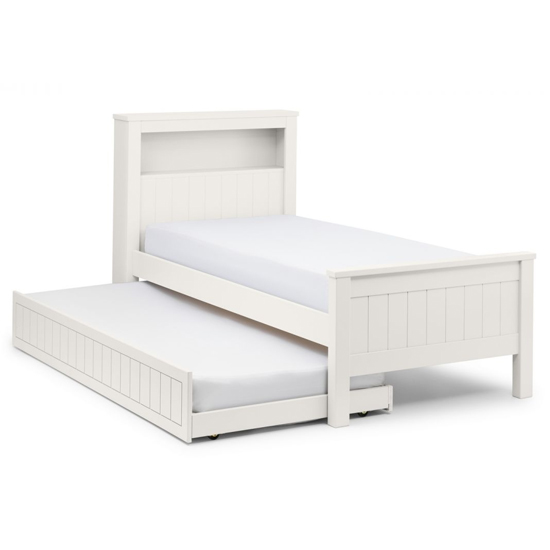 Madge Single Bed And Guest Bed In Surf White With Bookcase