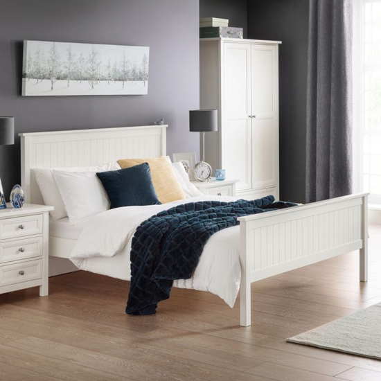 Product photograph of Madge Wooden Double Bed In Surf White from Furniture in Fashion