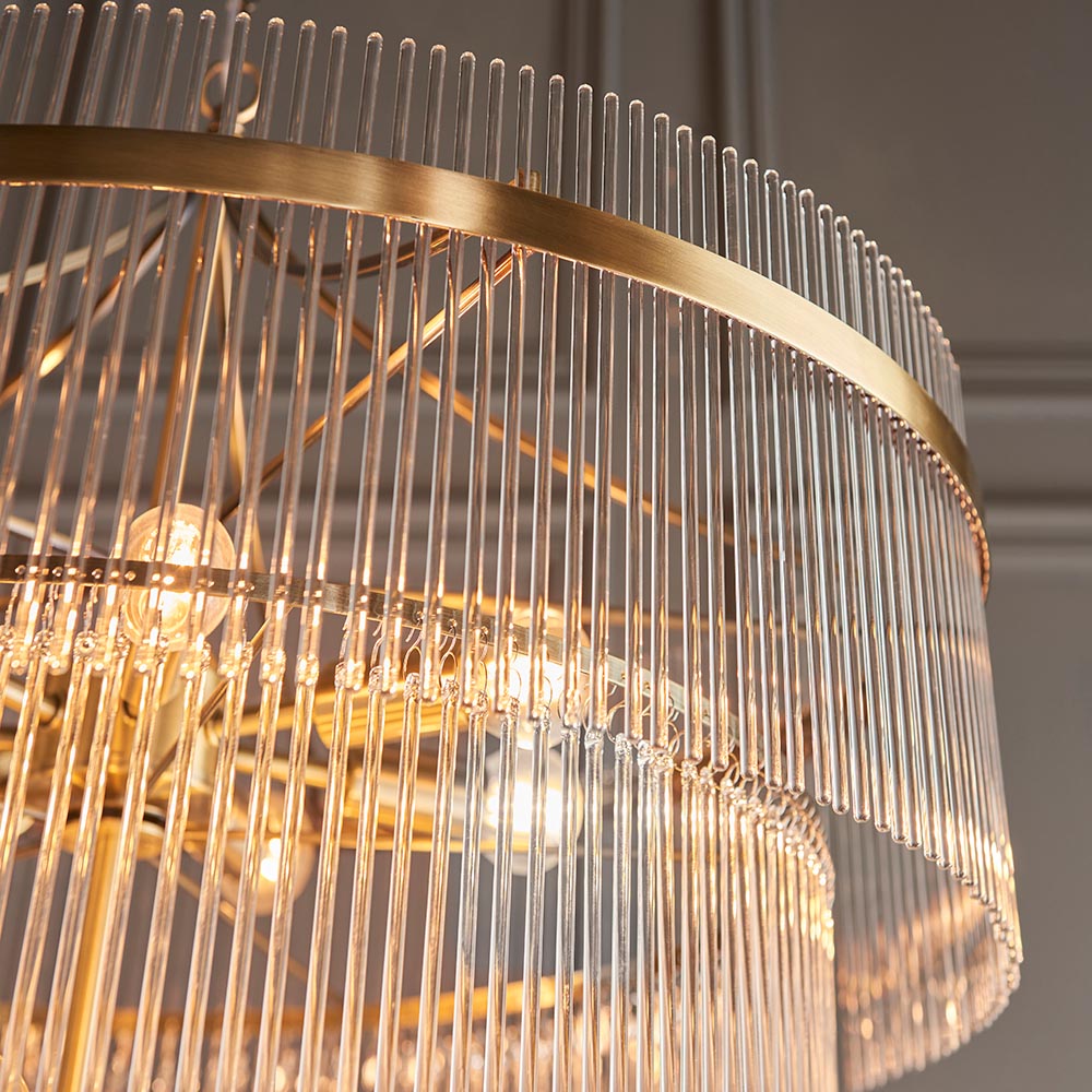 Mainz 16 Light Clear Glass Pendant Ceiling Light In Antique Brass
