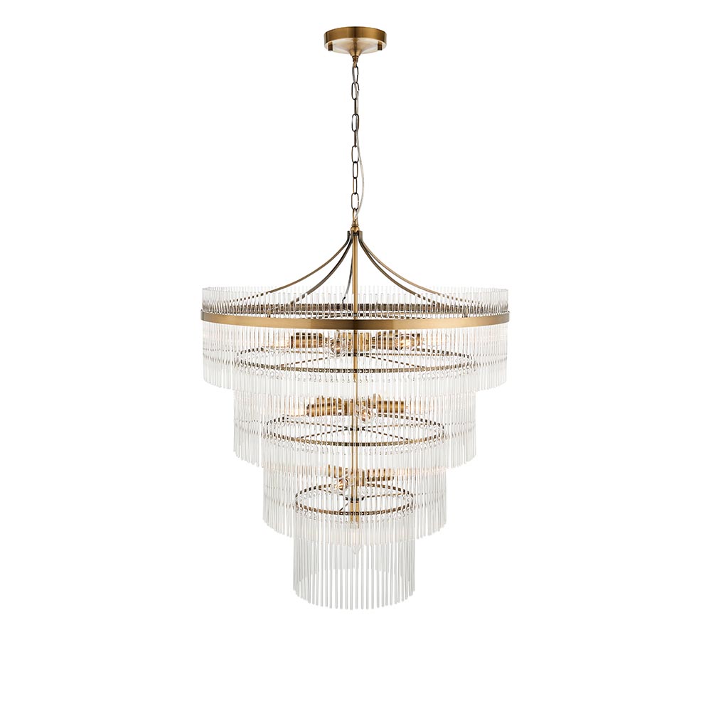 Mainz 16 Light Clear Glass Pendant Ceiling Light In Antique Brass