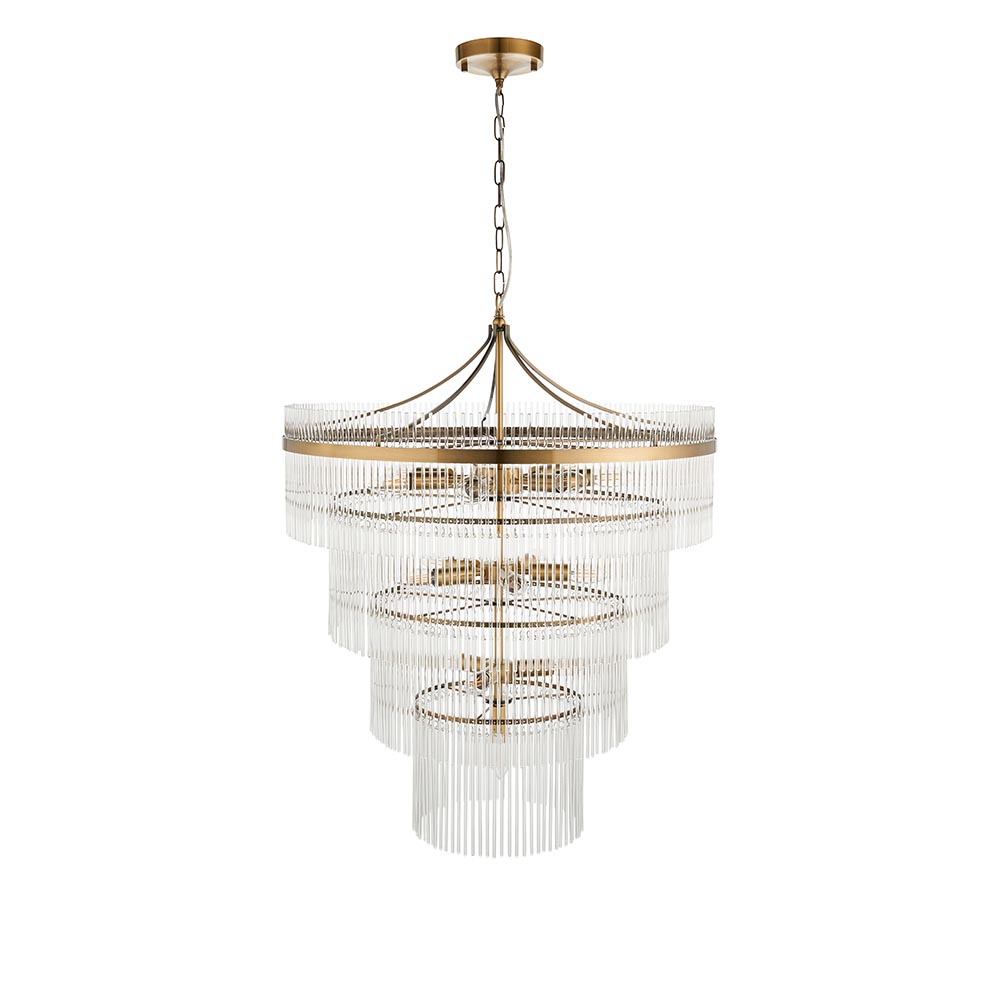 Mainz 16 Light Clear Glass Pendant Ceiling Light In Antique Brass