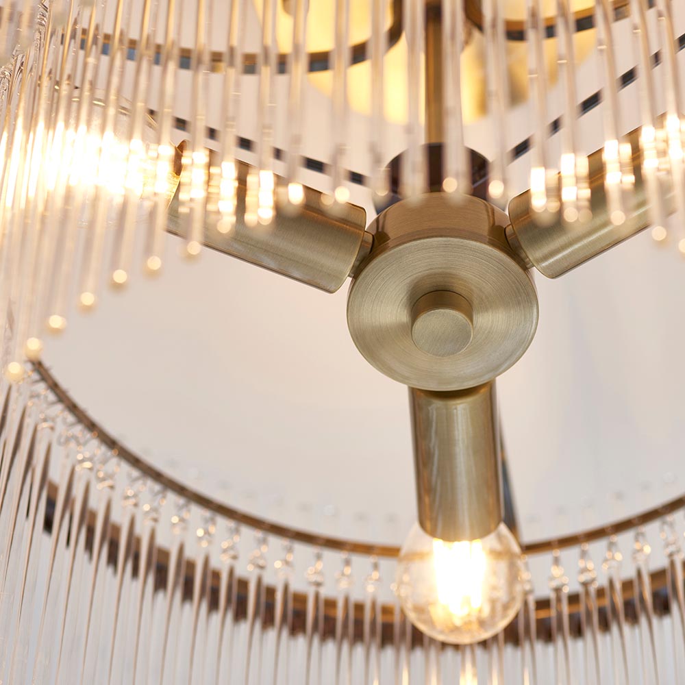 Mainz 3 Light Clear Glass Semi Flush Light In Antique Brass