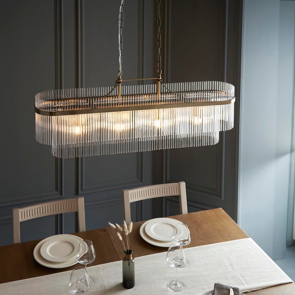 Mainz 4 Light Clear Glass Pendant Ceiling Light In Antique Brass