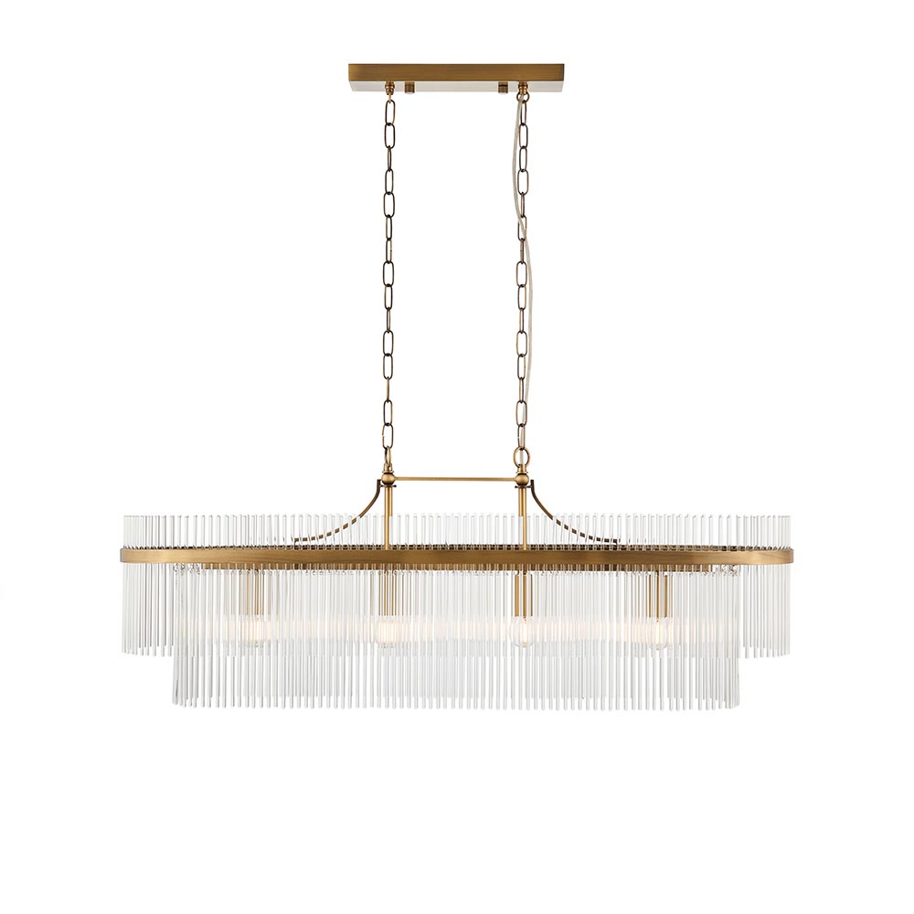 Mainz 4 Light Clear Glass Pendant Ceiling Light In Antique Brass