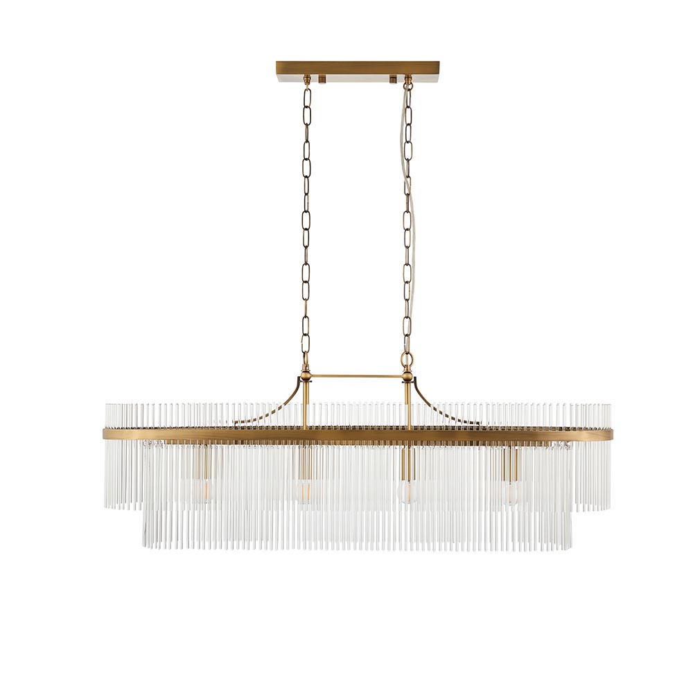 Mainz 4 Light Clear Glass Pendant Ceiling Light In Antique Brass