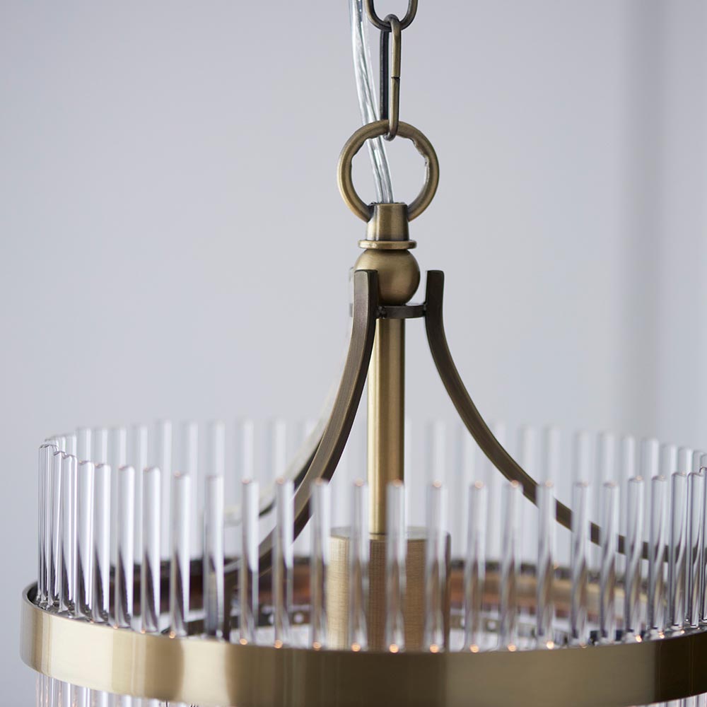Mainz Clear Glass Pendant Ceiling Light In Antique Brass