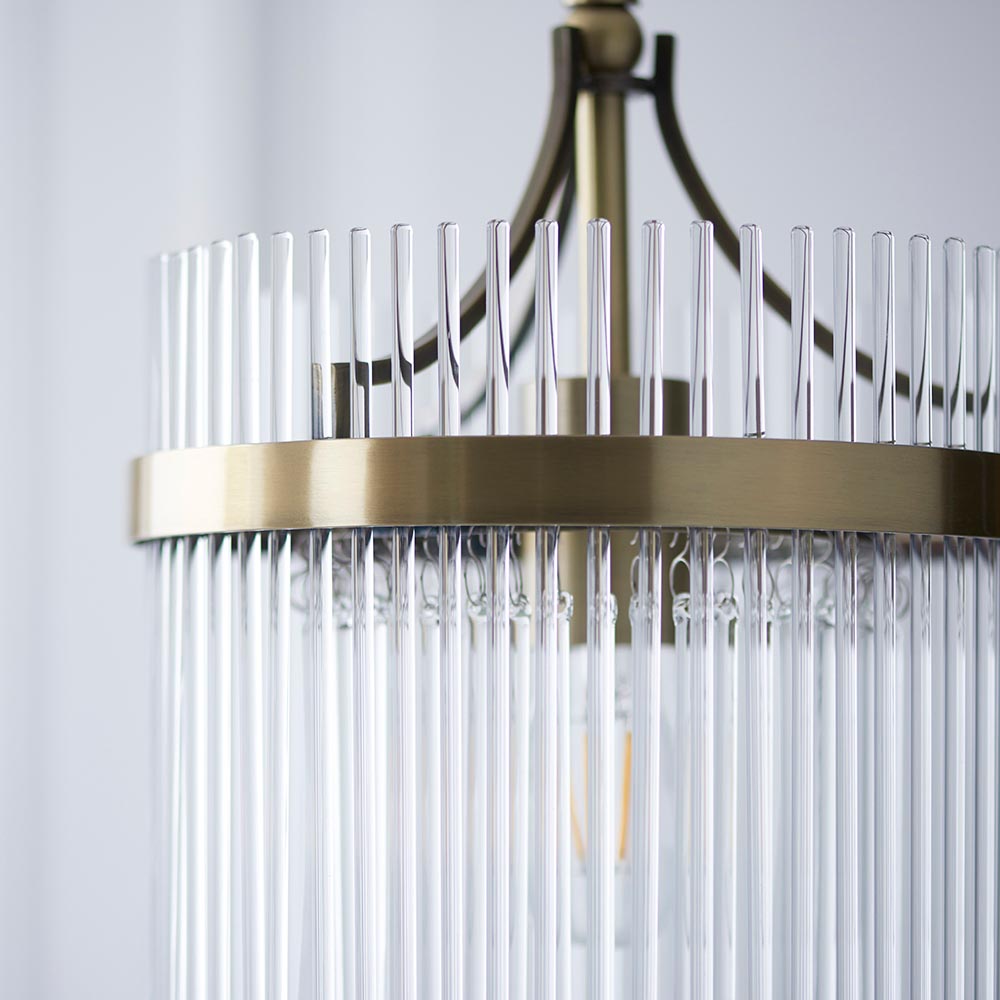 Mainz Clear Glass Pendant Ceiling Light In Antique Brass