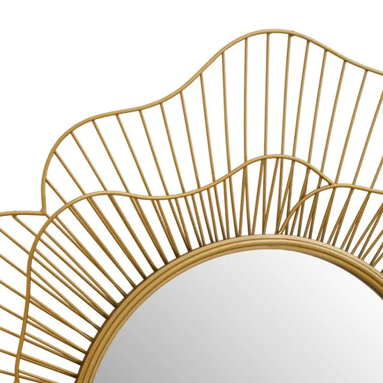 Mainz Flower Design Wall Mirror With Gold Metal Frame