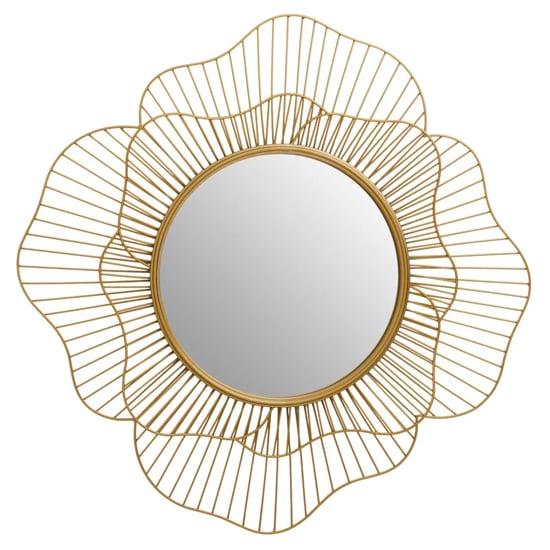 Mainz Flower Design Wall Mirror With Gold Metal Frame