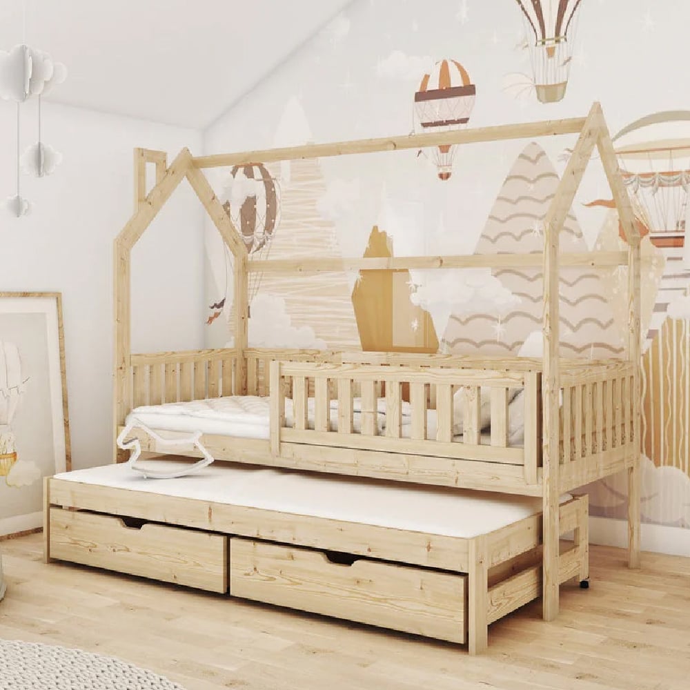 Read more about Mainz wooden day bed with bonnell mattress and trundle in pine