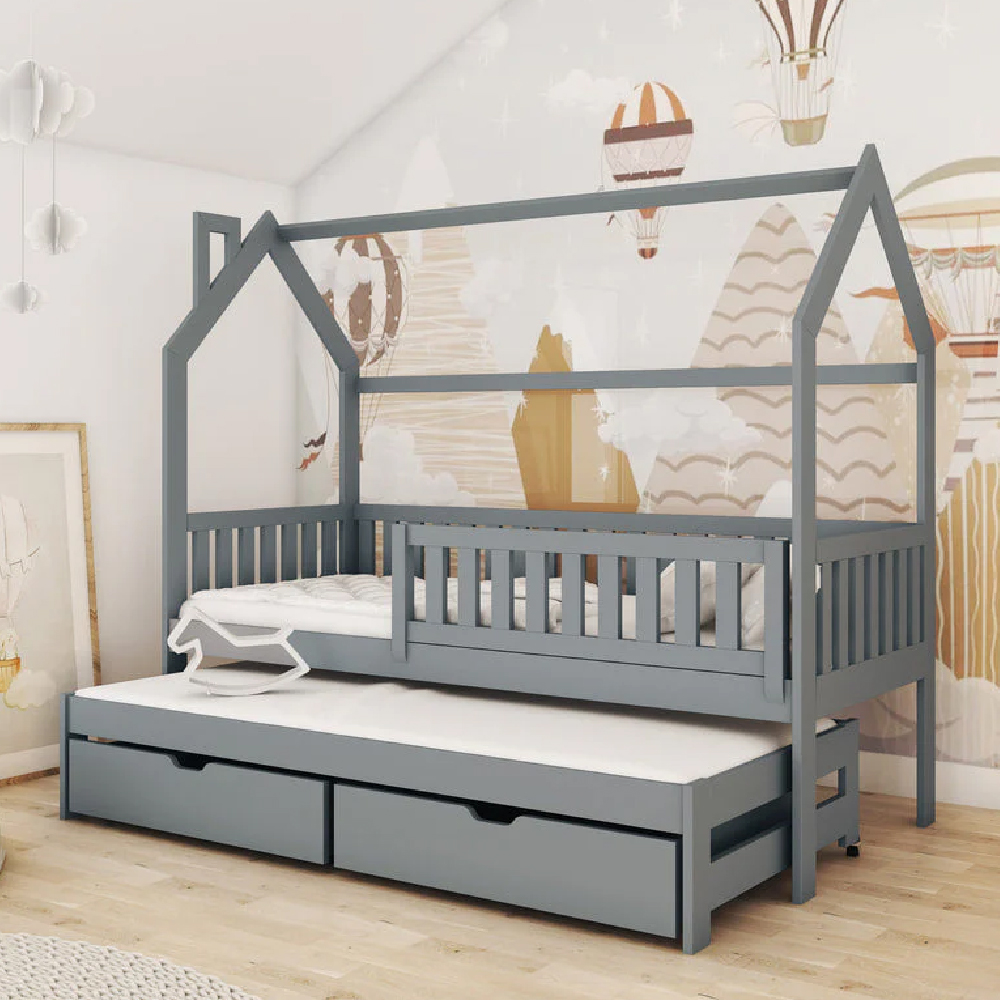 Read more about Mainz wooden day bed with foam mattress and trundle in graphite