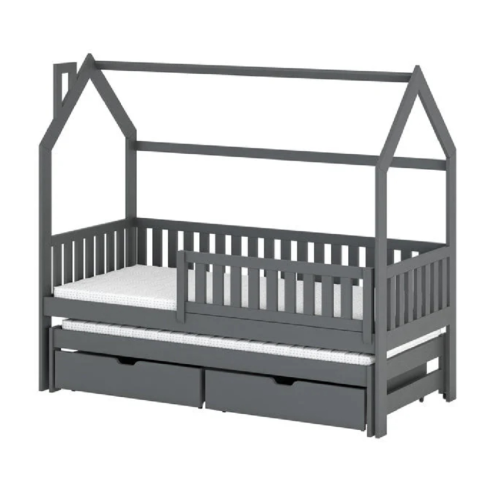 Mainz Wooden Day Bed Without Mattress And Trundle In Graphite