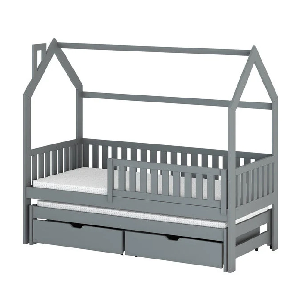 Mainz Wooden Day Bed Without Mattress And Trundle In Grey