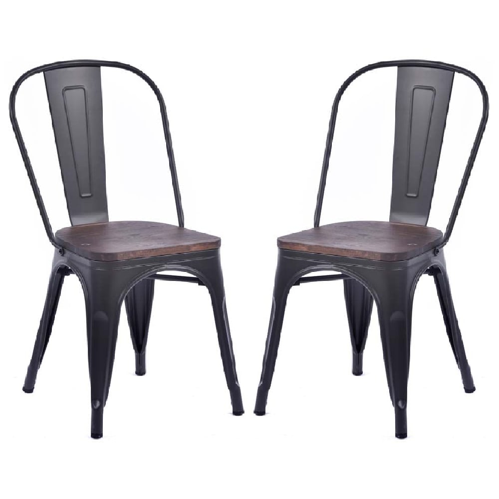 Product photograph of Maire Gun Grey Metal Bar Chairs In Pair from Furniture in Fashion
